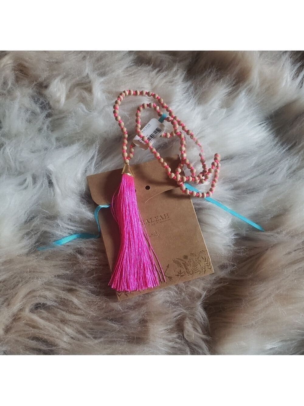 Bali Necklace Hot Pink Wooden Tassel